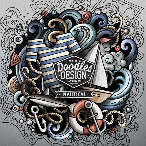 Nautical cartoon vector doodle illustration Stock photo © balabolka