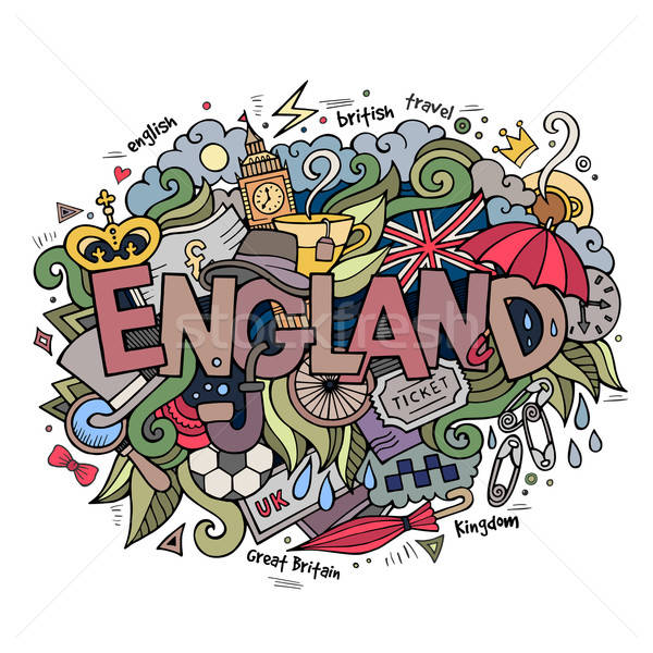 England hand lettering and doodles elements background Stock photo © balabolka