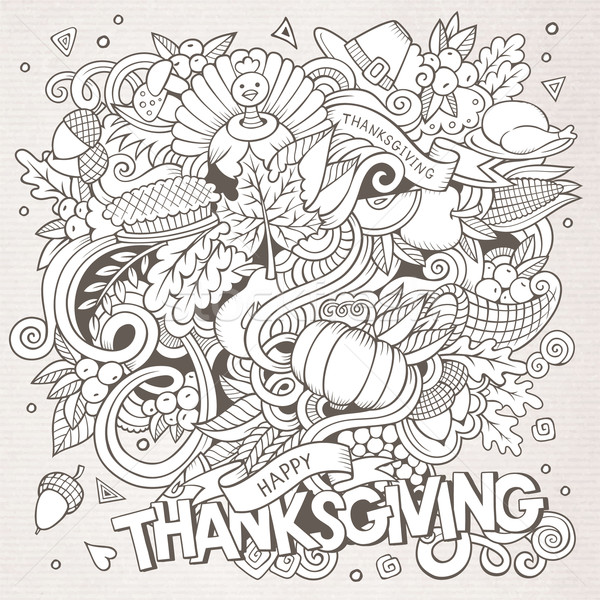 Cartoon vector hand-drawn Doodle Thanksgiving Stock photo © balabolka