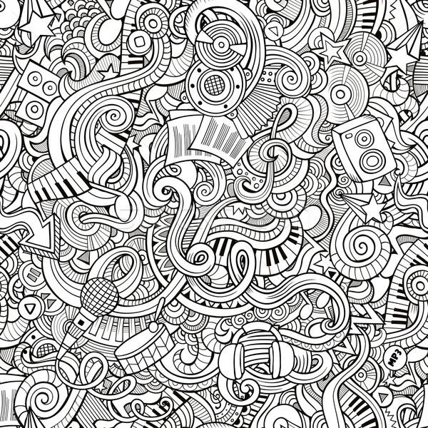 Stock photo: Cartoon hand-drawn doodles music seamless pattern