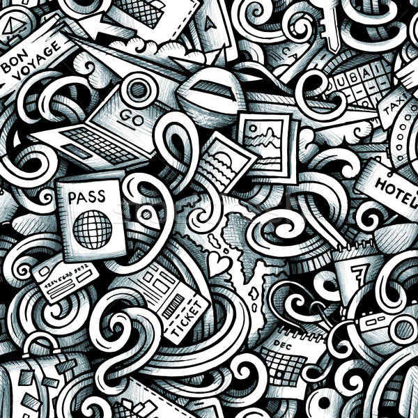 Cartoon doodles Travel season trace seamless pattern Stock photo © balabolka