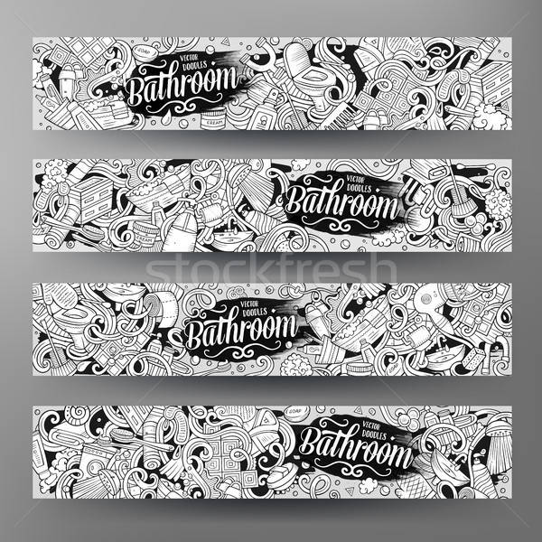 Cartoon vector doodles Bathroom horizontal banners Stock photo © balabolka