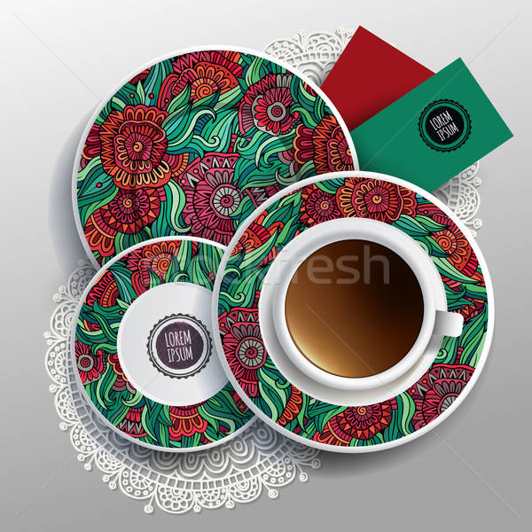 plates and cup of coffee Stock photo © balabolka