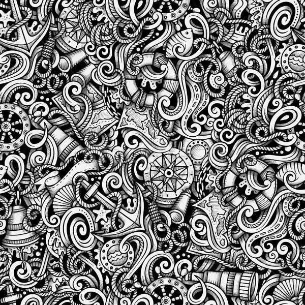 Cartoon hand-drawn doodles Nautical and Marine seamless pattern Stock photo © balabolka