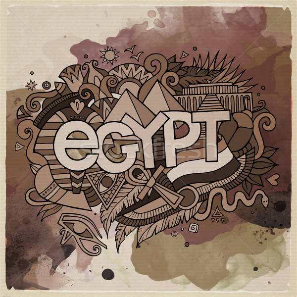 Egypt country hand lettering and doodles elements and symbols em Stock photo © balabolka