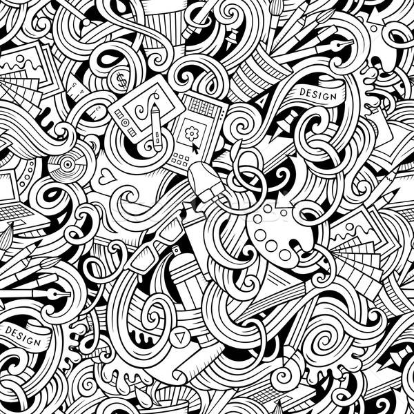Cartoon hand-drawn doodles on the subject of Design seamless pattern Stock photo © balabolka