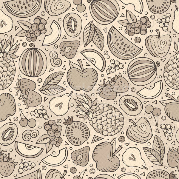 Stock photo: Cartoon hand-drawn Diet food seamless pattern