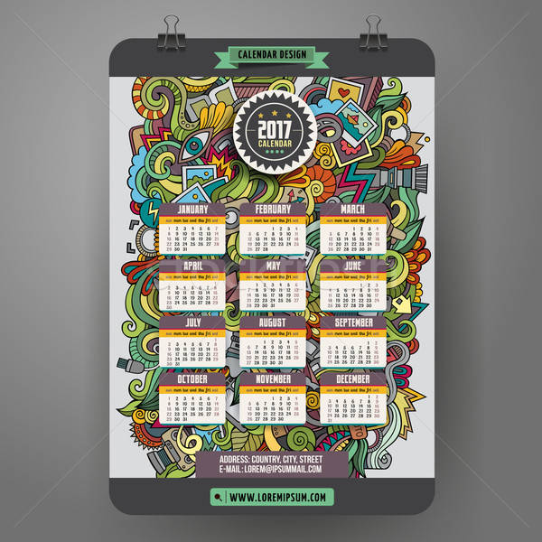 Cartoon doodles Photo 2017 year calendar template Stock photo © balabolka