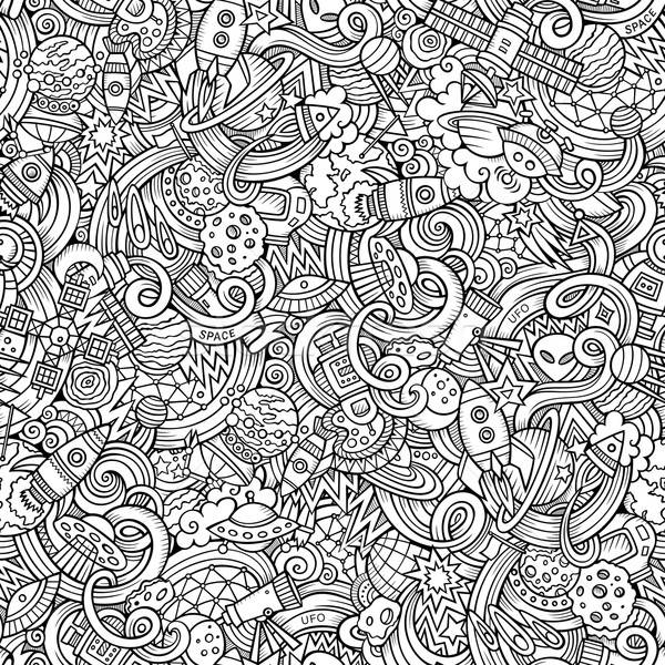 Cartoon hand-drawn doodles on the subject of space pattern Stock photo © balabolka