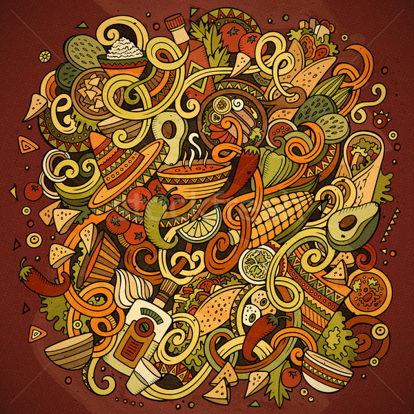 Karikatür sevimli karalamalar meksika yemekleri örnek Stok fotoğraf © balabolka