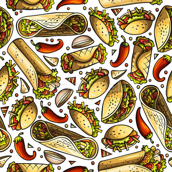 Rajz amerikai mexikói végtelen minta mexikói étel szimbólumok Stock fotó © balabolka
