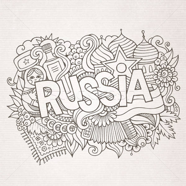 Oroszország kéz firkák elemek zászló csillag Stock fotó © balabolka