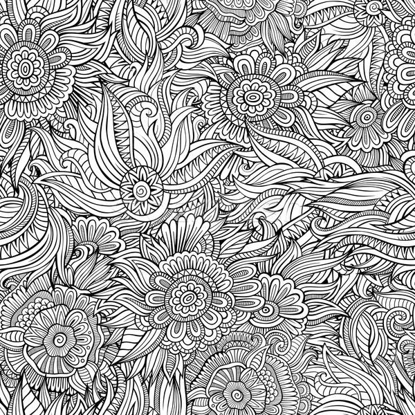 Stock photo: Vector seamless abstract flowers pattern