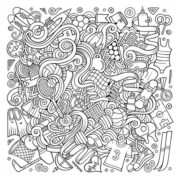 Cartoon cute doodles hand drawn Sport illustration Stock photo © balabolka