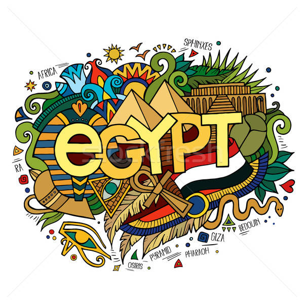 Egypt hand lettering and doodles elements background. Stock photo © balabolka