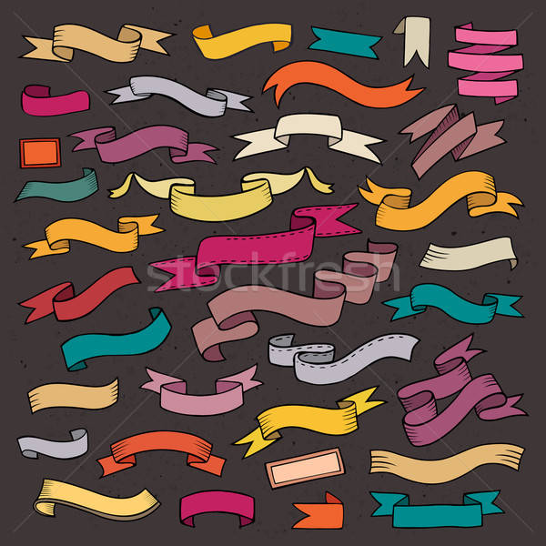Hand drawn vector cartoon hand drawn ribbon banners elements Stock photo © balabolka