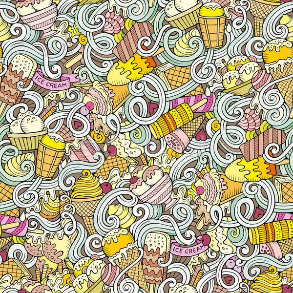 Stock fotó: Rajz · fagylalt · firkák · végtelen · minta · színes · részletes