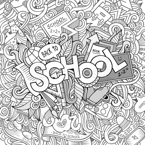 Cartoon sketchy hand-drawn Doodle on the subject of education Stock photo © balabolka