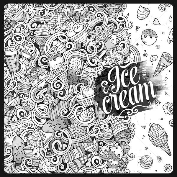 Cartoon hand-drawn doodles Ice Cream illustration Stock photo © balabolka