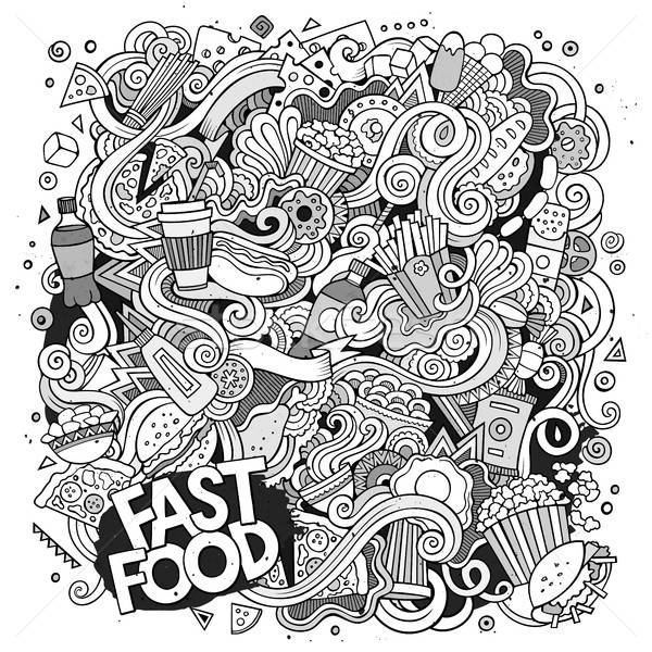Cartoon cute doodles hand drawn Fastfood illustration Stock photo © balabolka