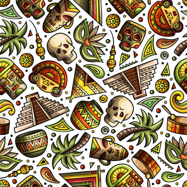 Rajz amerikai mexikói végtelen minta szimbólumok tárgyak Stock fotó © balabolka