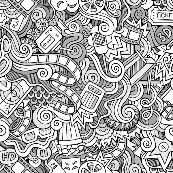 Cartoon doodles cinema seamless pattern Stock photo © balabolka