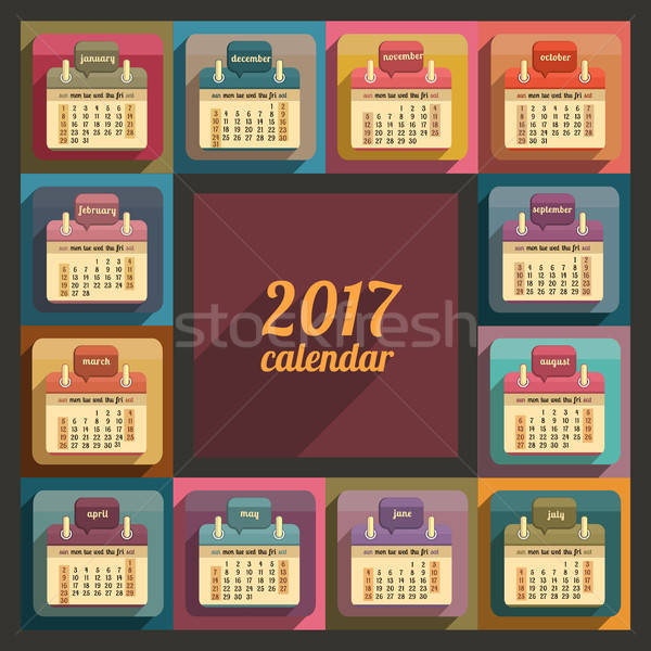 Stock photo: Flat calendar 2017 year design