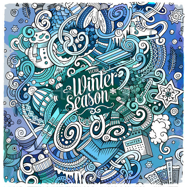 Cartoon doodles Winter season illustration Stock photo © balabolka