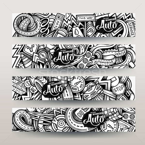 Graphics vector hand-drawn sketchy trace Automotive Doodle banners Stock photo © balabolka