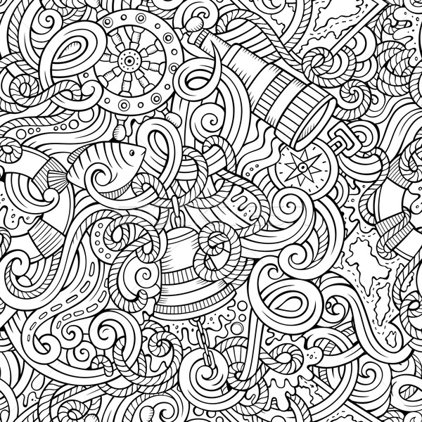 Cartoon hand-drawn nautical doodles seamless pattern Stock photo © balabolka