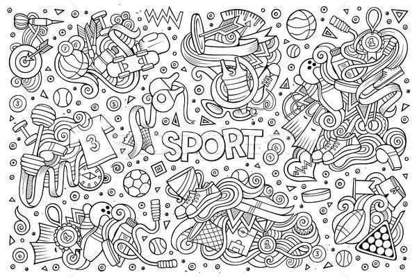 Doodle cartoon set of Sport designs Stock photo © balabolka