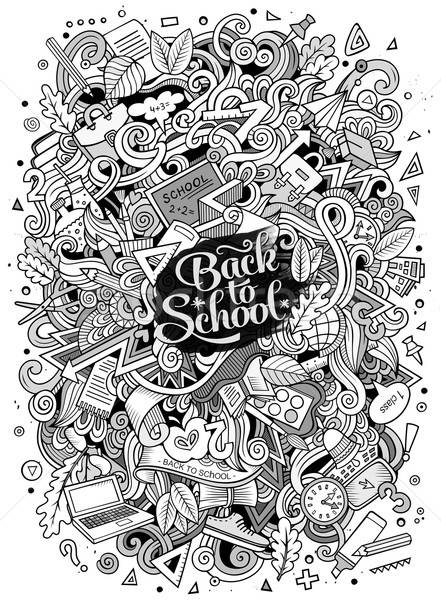 Stockfoto: Cartoon · terug · naar · school · illustratie · cute