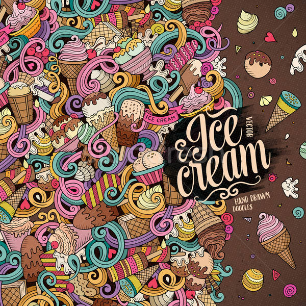 Cartoon scarabocchi gelato illustrazione line arte Foto d'archivio © balabolka