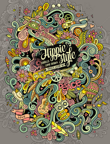 Cartoon scarabocchi hippie illustrazione colorato dettagliato Foto d'archivio © balabolka