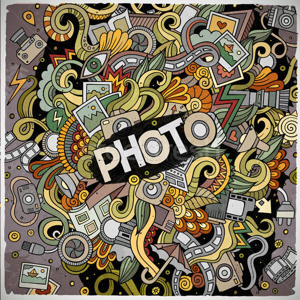 Cartoon cute doodles hand drawn Photo illustration Stock photo © balabolka