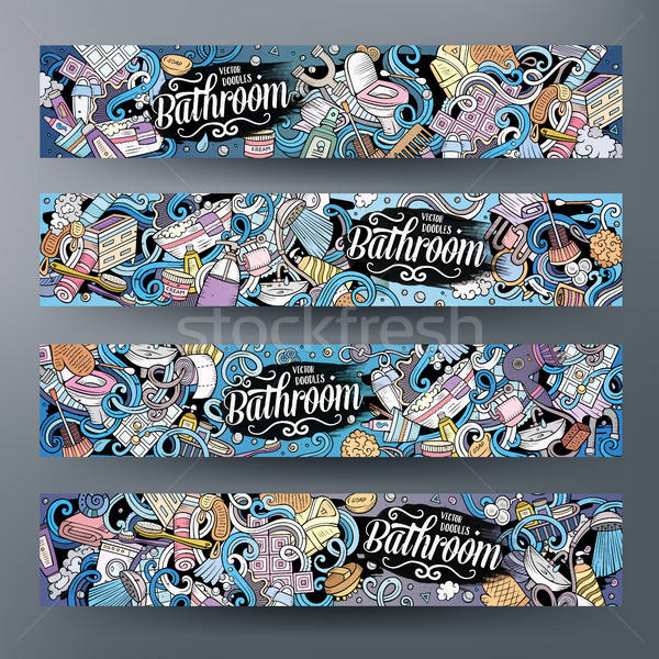 Cartoon vector doodles Bathroom horizontal banners Stock photo © balabolka