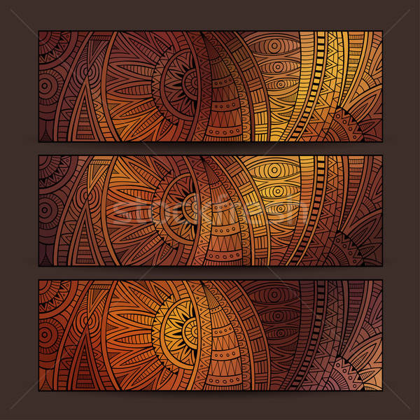 Etnische patroon kaart ingesteld abstract vector Stockfoto © balabolka