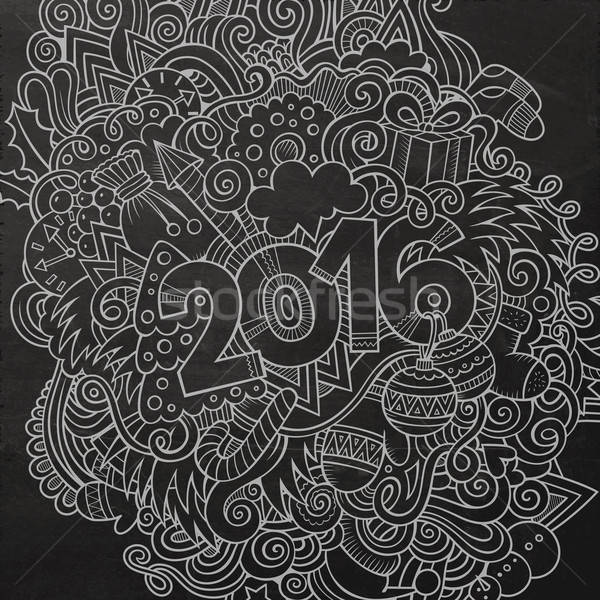 2016 New year hand lettering and doodles elements background Stock photo © balabolka