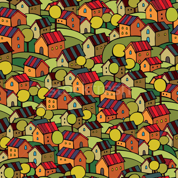 Herbst Häuser Karikatur Vektor Märchen Stock foto © balabolka