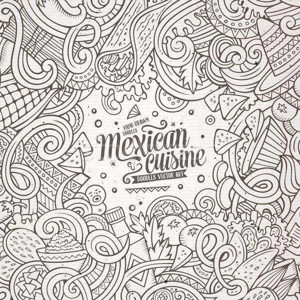 Cartoon mexican food doodles illustration Stock photo © balabolka