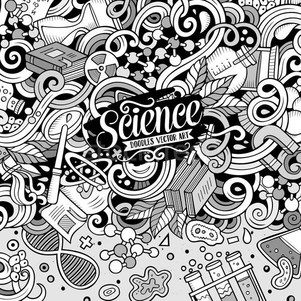 Cartoon cute doodles science frame illustration Stock photo © balabolka