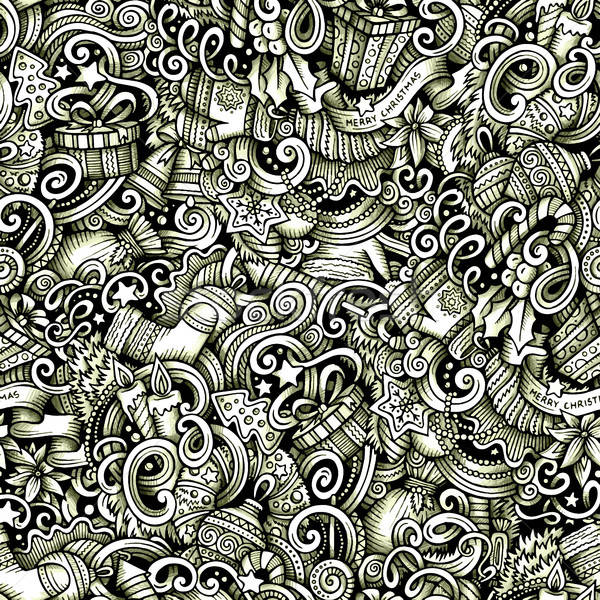 Cartoon doodles New Year season trace seamless pattern Stock photo © balabolka