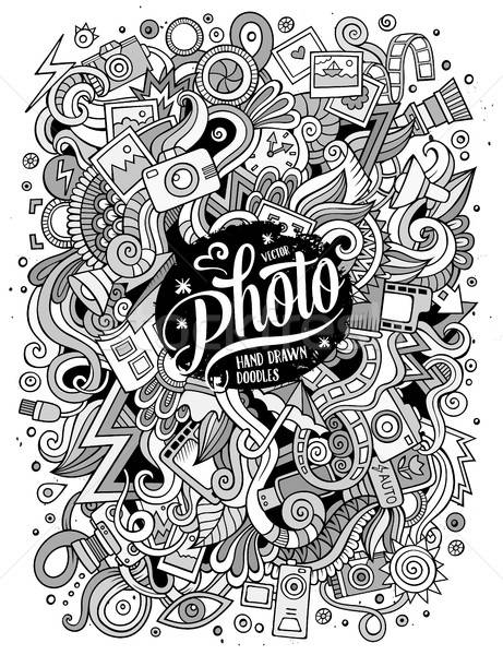 Cartoon cute doodles hand drawn Photo illustration Stock photo © balabolka