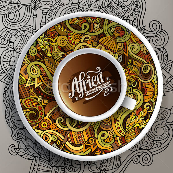 Vector illustration African doodle cup of coffee Stock photo © balabolka