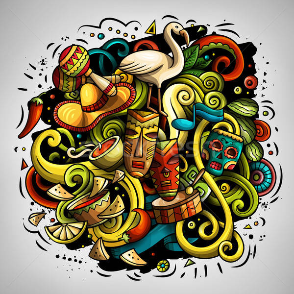 Cartoon wektora bazgroły ameryka Łacińska ilustracja kolorowy Zdjęcia stock © balabolka
