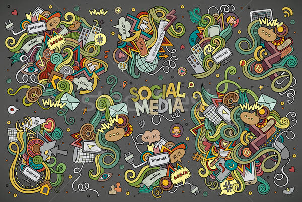 Vector hand drawn Doodle cartoon set of objects  Stock photo © balabolka