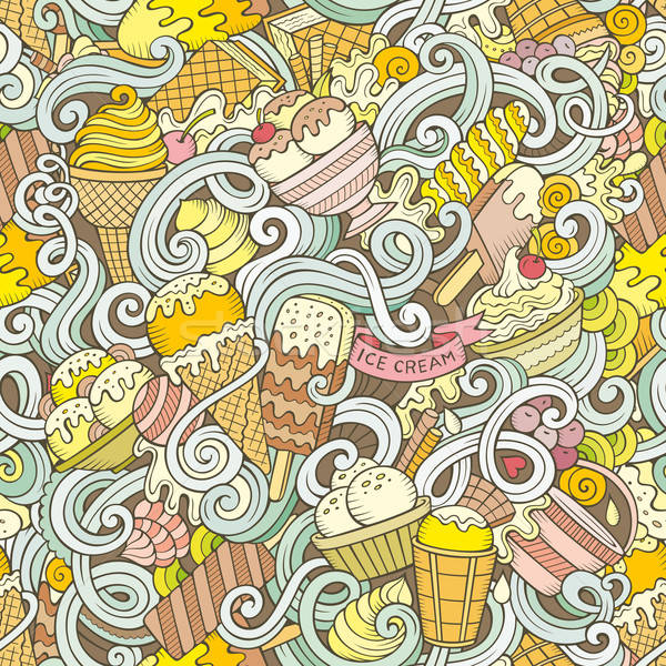 Foto d'archivio: Cartoon · gelato · scarabocchi · colorato · dettagliato