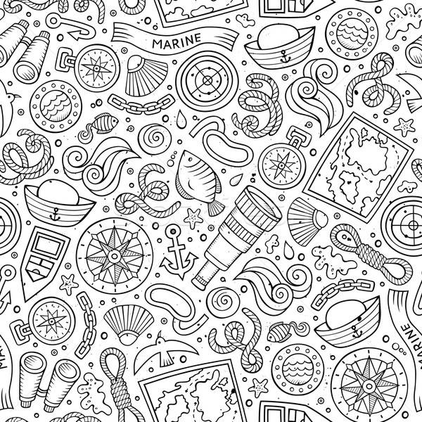 Stock photo: Cartoon nautical seamless pattern