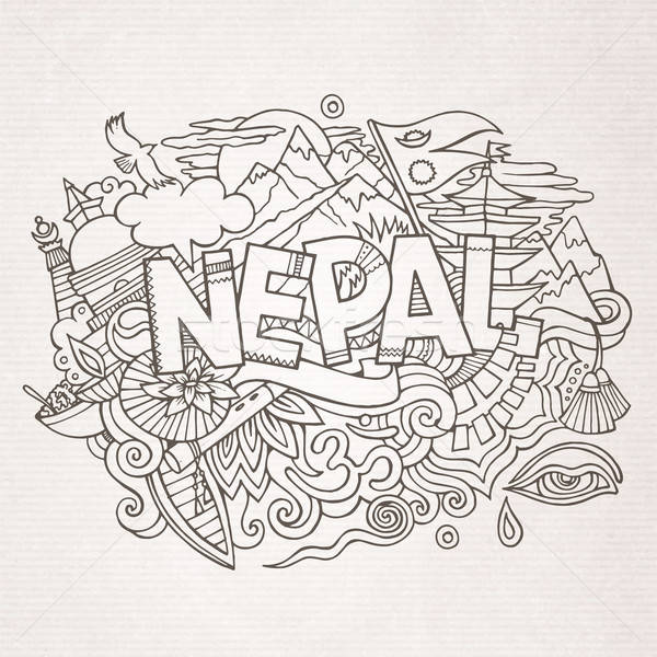 Nepal país mão elementos símbolos Foto stock © balabolka