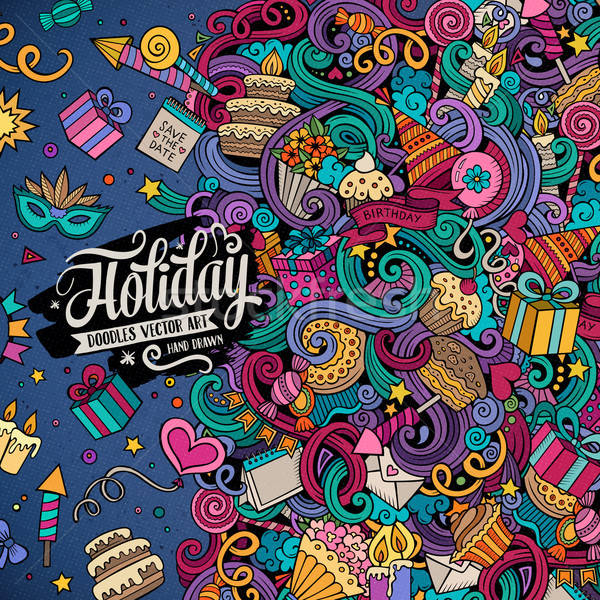 Cartoon hand-drawn doodles holidays illustration Stock photo © balabolka